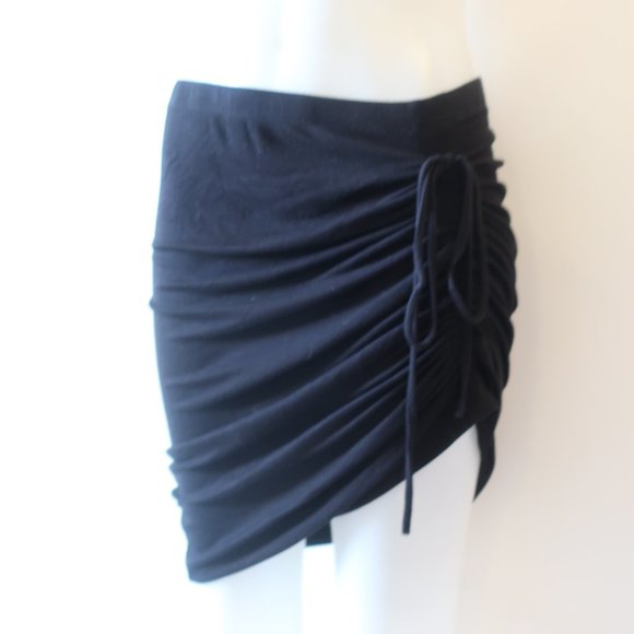 WOMENS SPLENDID BLACK MINI SKIRT RUCHED SIDE TIE SKIRT L * COLOR: BLACK SIZE: LA - Picture 5 of 10